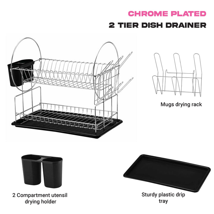 Casa Catania 201 Chrome Plated 2 Tier Dish Drainer - MHC World
