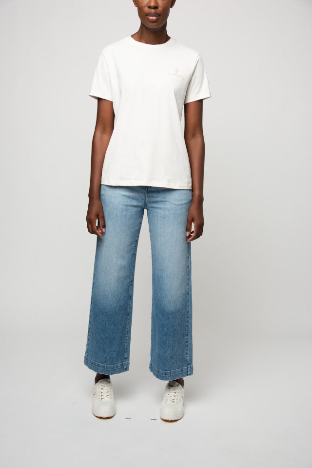 Polo Women Lee Short Sleeve Emrboidered T Shirt Parchment