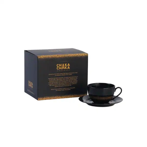 Yvonne Chaka Chaka Gold Splash Cup & Saucer Set of 4, 200ml CH-0000047