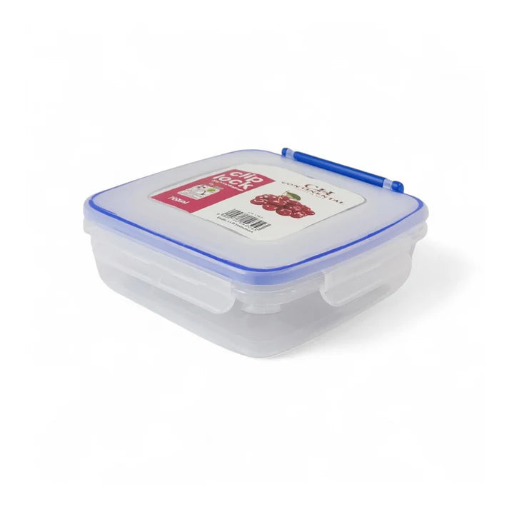CH Wilko Clip Lock Square Container Clear & Blue 700ml CH1167.
