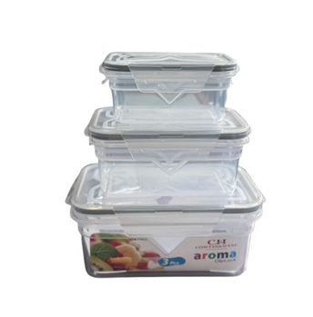CH 3 Piece Aroma Air Tight Rectangular Container Set Clear CH1170.