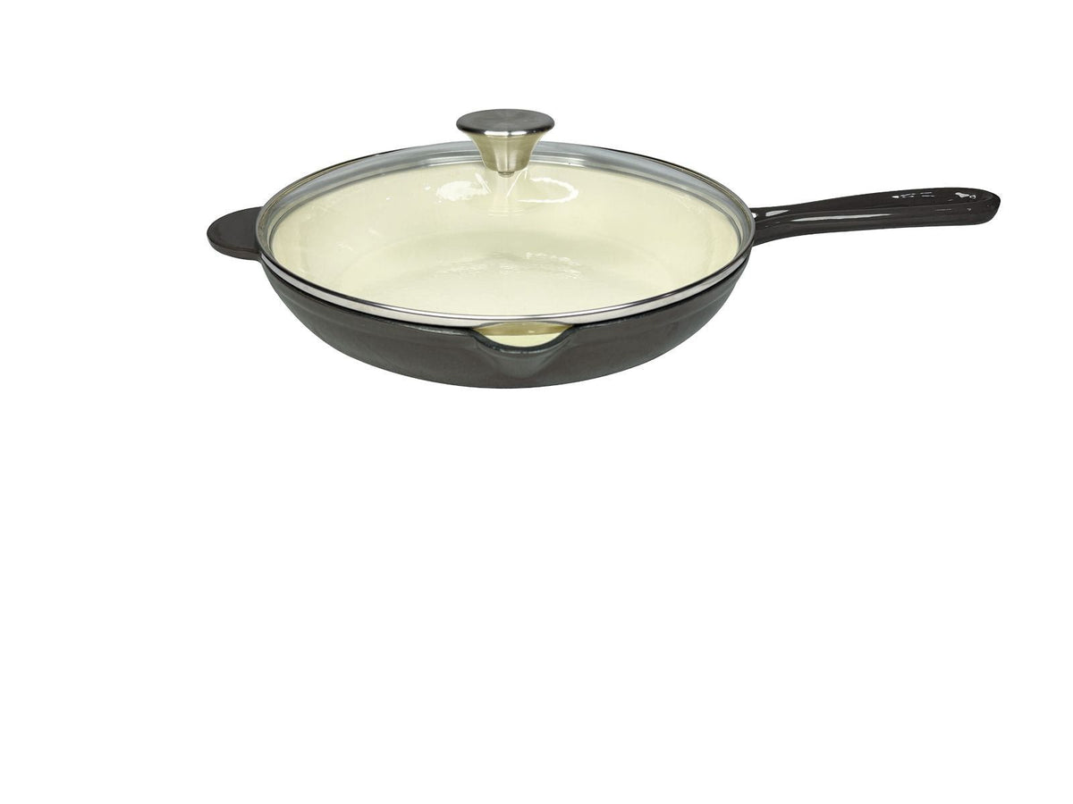 CH Cast Iron Frying Pan With Glass Lid 27cm Grey CH1289.