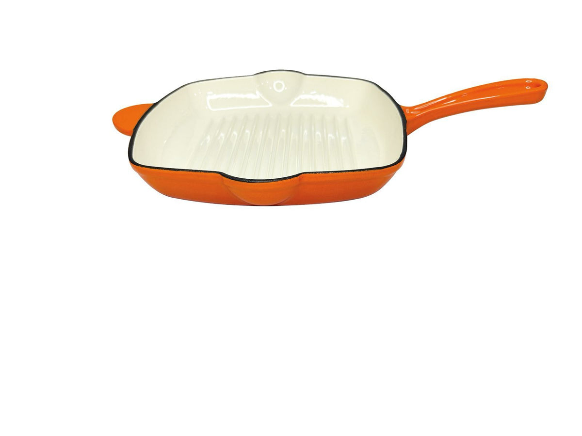 CH Cast Iron Square Frying Pan 27cm Orange CH1293.
