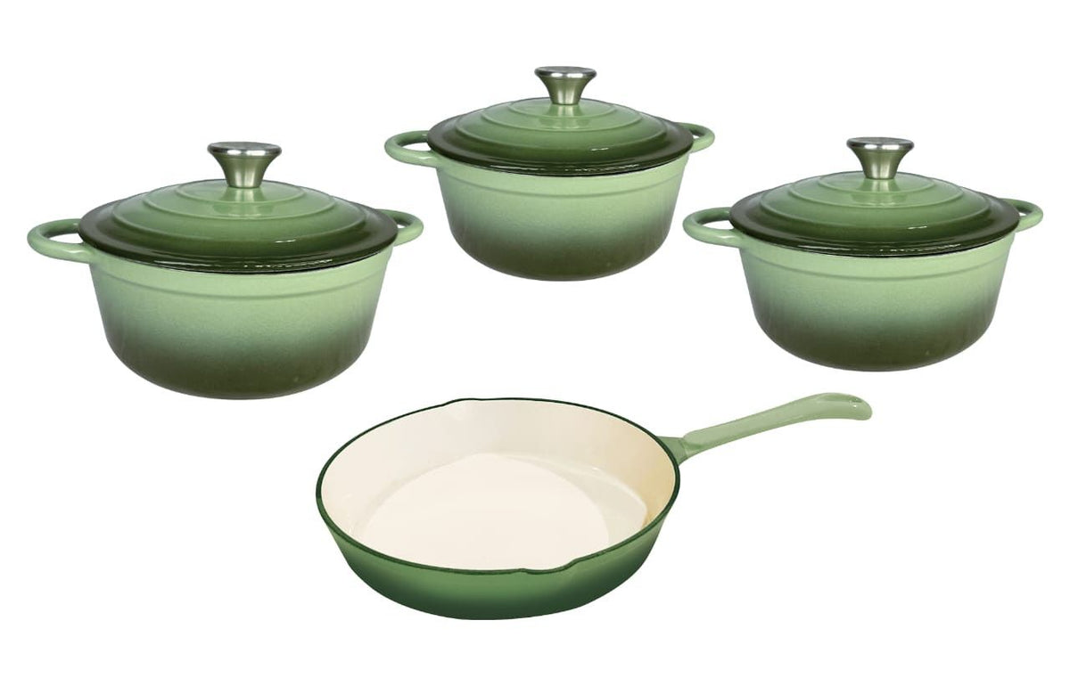 CH Cast Iron Pot Set Dark Olive 7 Piece CH1332.