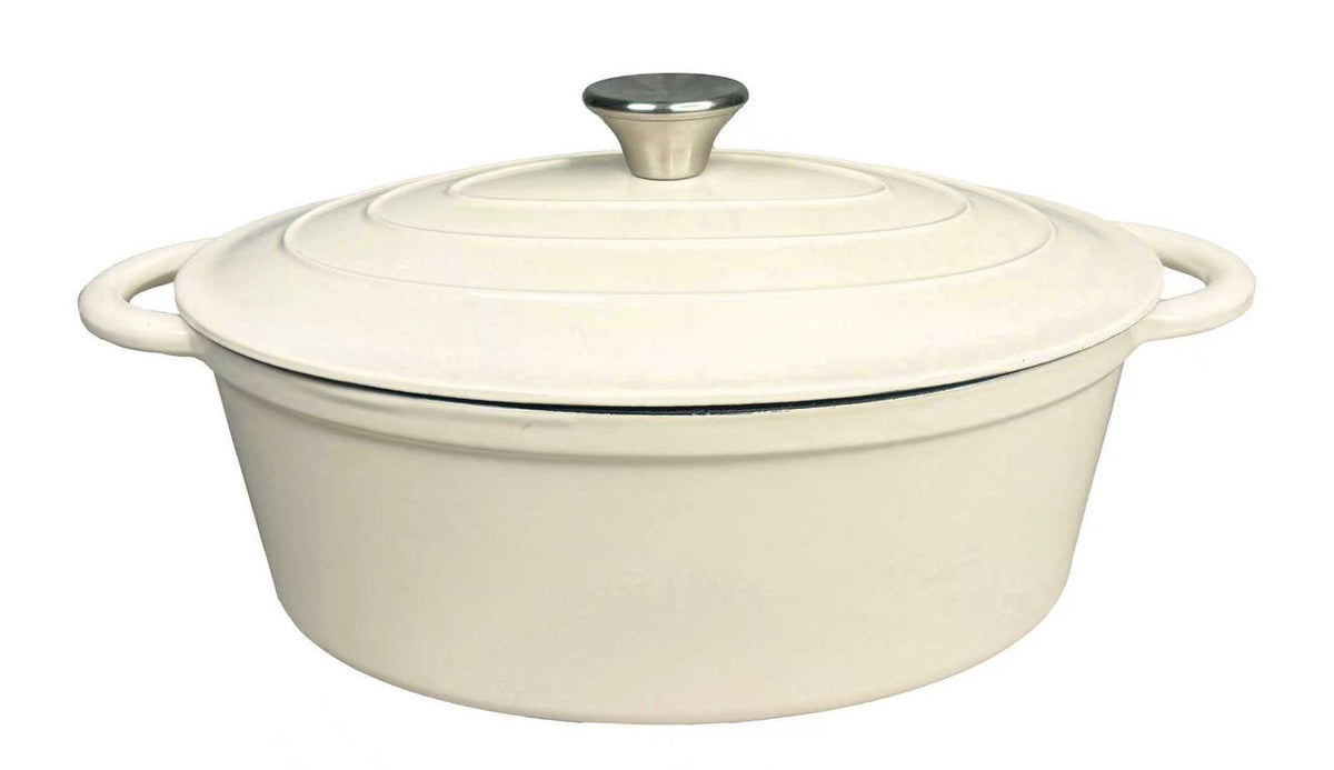 CH Cast Iron Oval Pot 30cm Cream CH1353