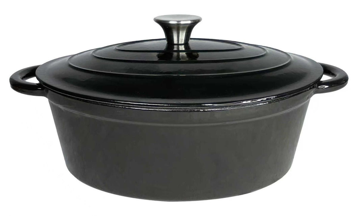 CH Cast Iron Oval Pot 30cm Black CH1354.