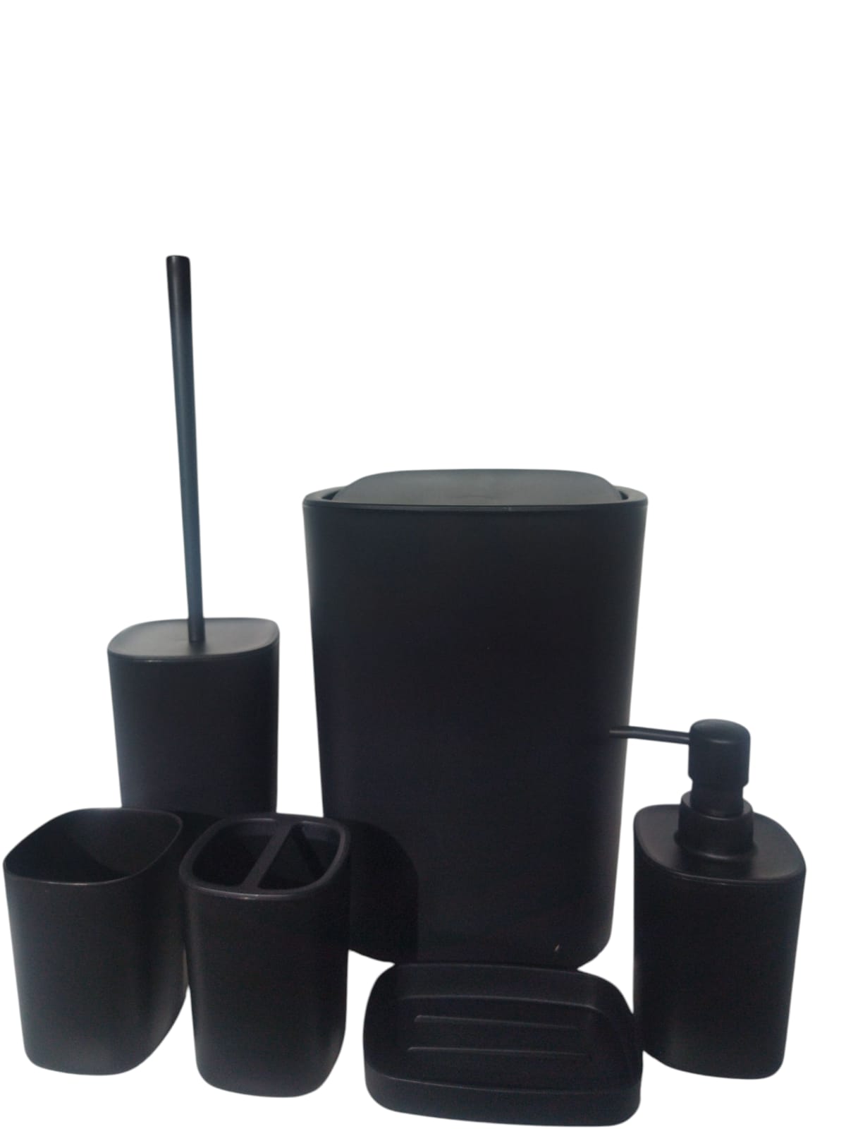 CH Plastic Bathroom Set 6 Piece Black CH1363-N