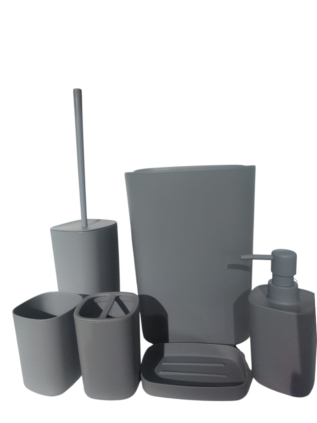 CH Plastic Bathroom Set 6 Piece Grey CH1363-N