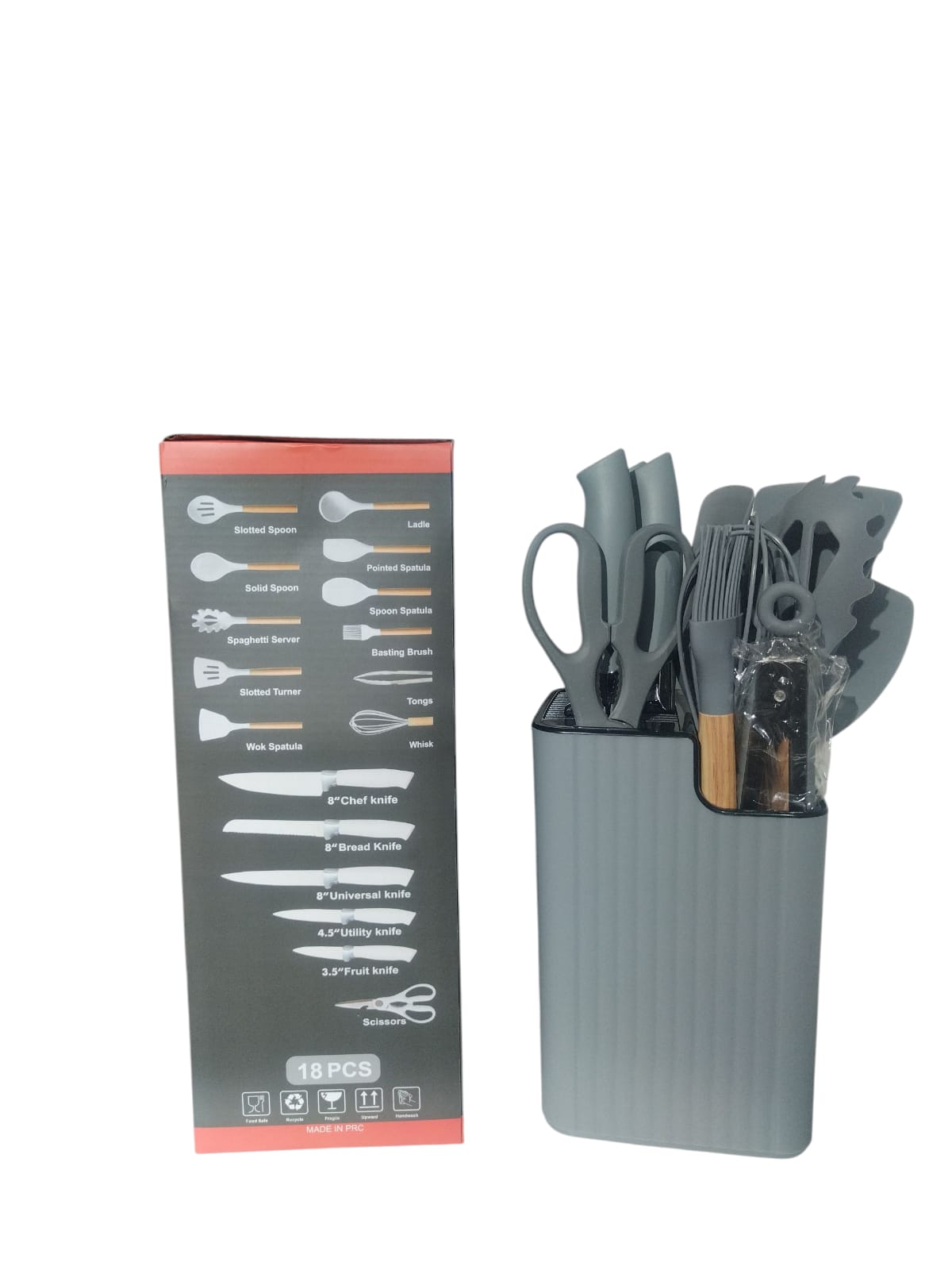 CH Rotating Utensil Set 18 Piece Grey CH1395
