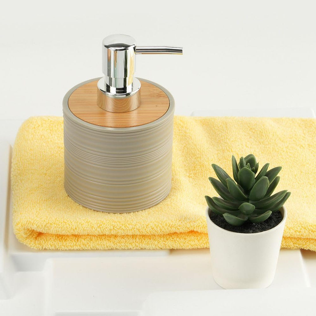 CH 6pc Bathroom Accessory Set With Bamboo Lids Black CH1600