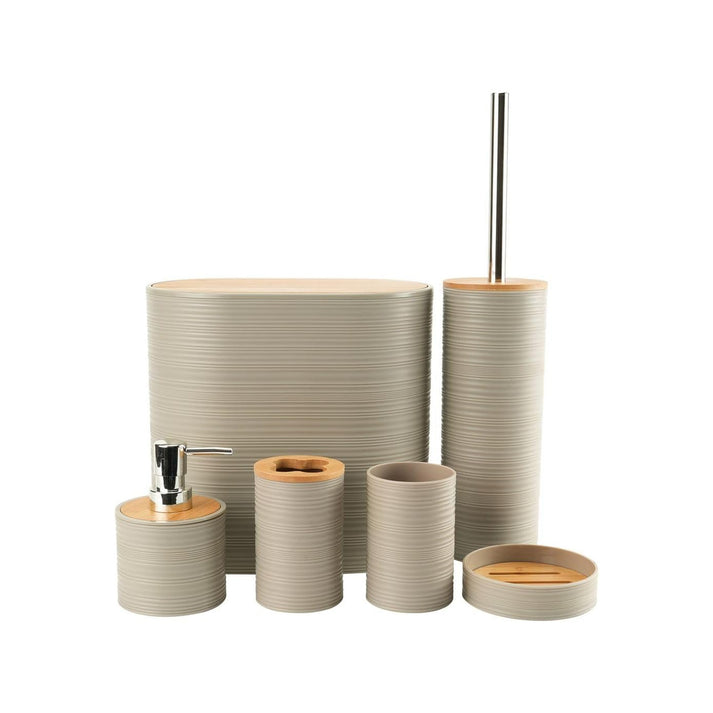 CH 6pc Bathroom Accessory Set With Bamboo Lids Black CH1600