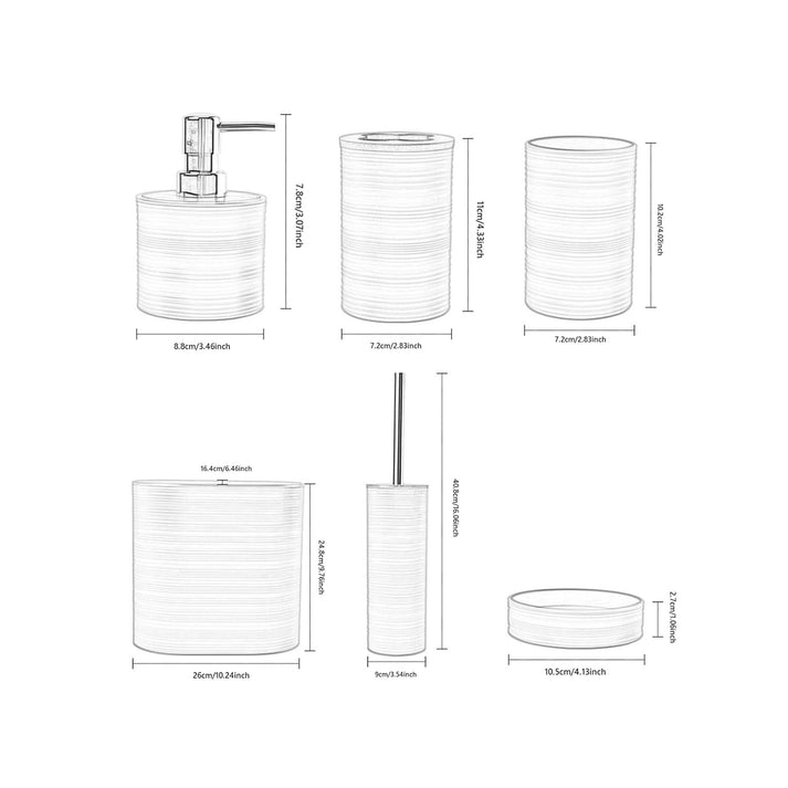 CH 6pc Bathroom Accessory Set With Bamboo Lids Dark Green CH1604