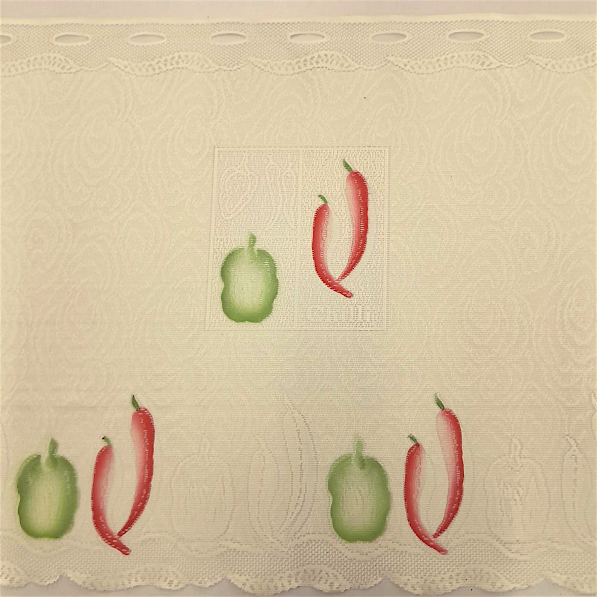 Printed Dutch Lace Cream Chilli Pepper 60 cm