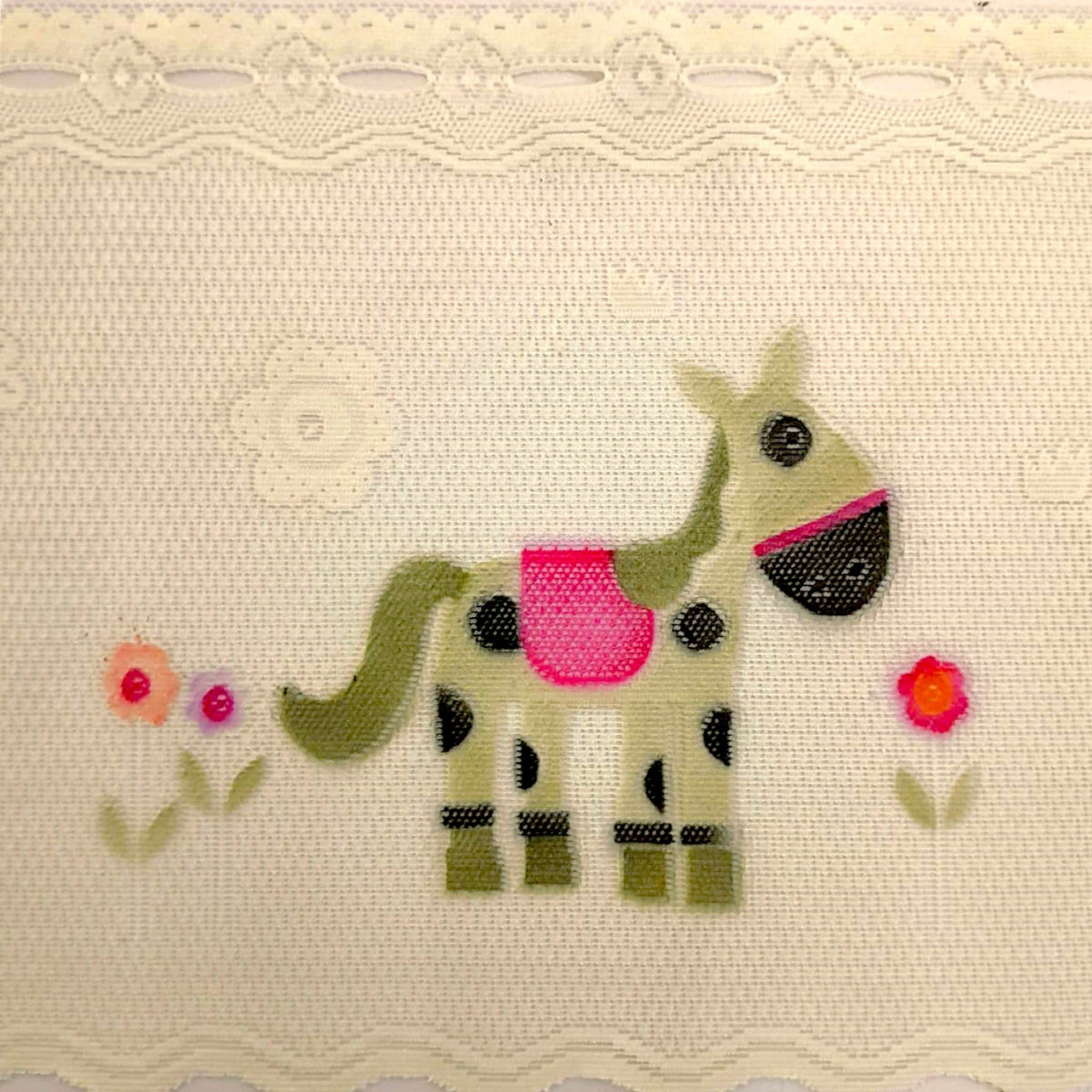 Printed Dutch lace Cream Horse Print 40 cm.