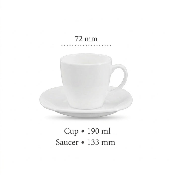 La Opala Quadro Cup & Saucer Set 6 Piece White 19CL DLO30