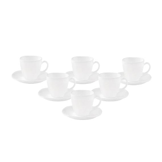 La Opala Quadro Cup & Saucer Set 6 Piece White 19CL DLO30