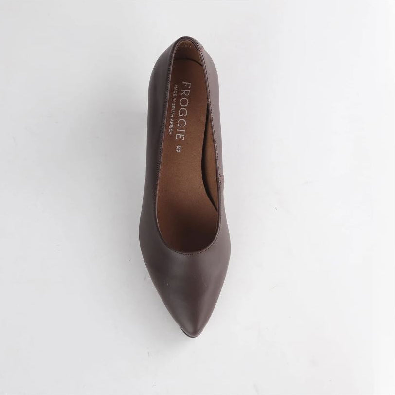 Froggie Women's Leather Kitten Heel Court Shoe -Brown 13007.129-600