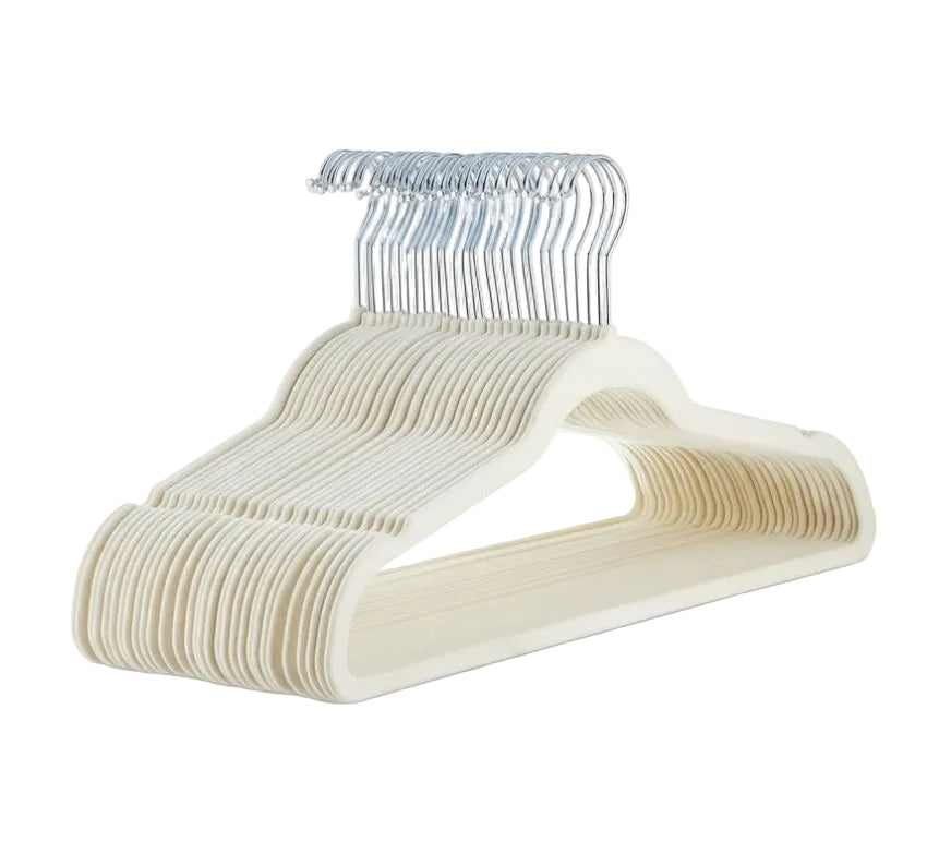Danny Home Velvet Slim Hangers 44.5cm 25 Piece Creamy VH022C-25.