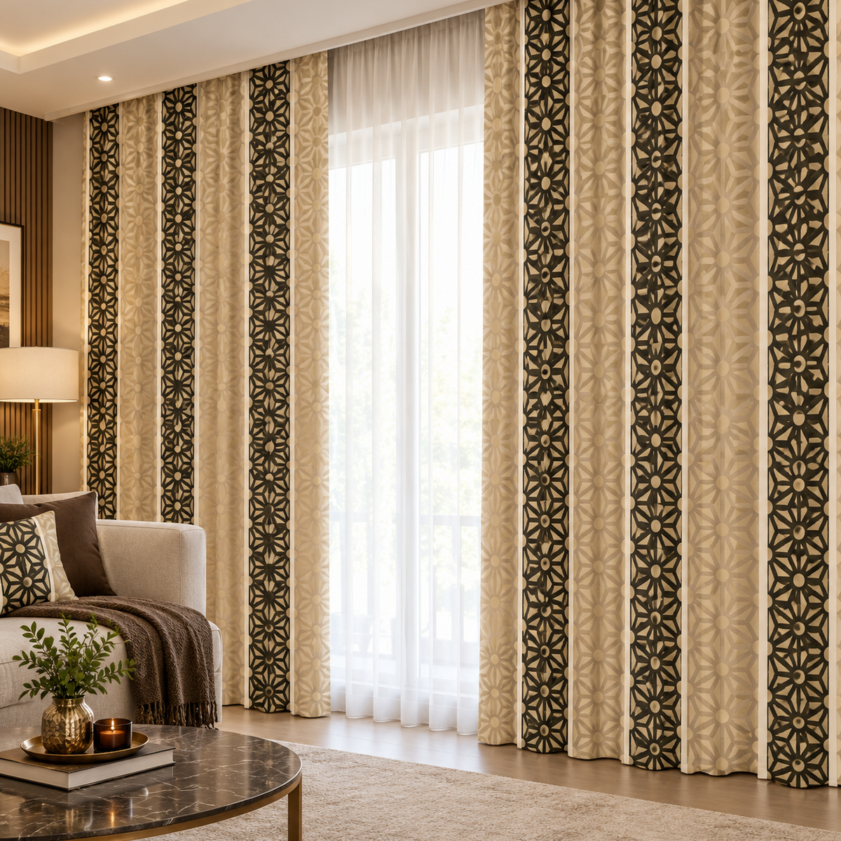 Fabric Curtain Chenille Square brown 280 cm