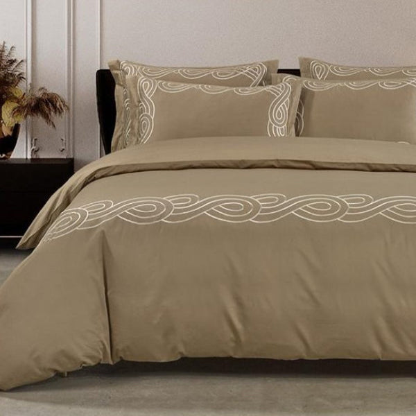 Egyptian Cotton Christy 400 Thread Count Stone/Cream Duvet Cover Set