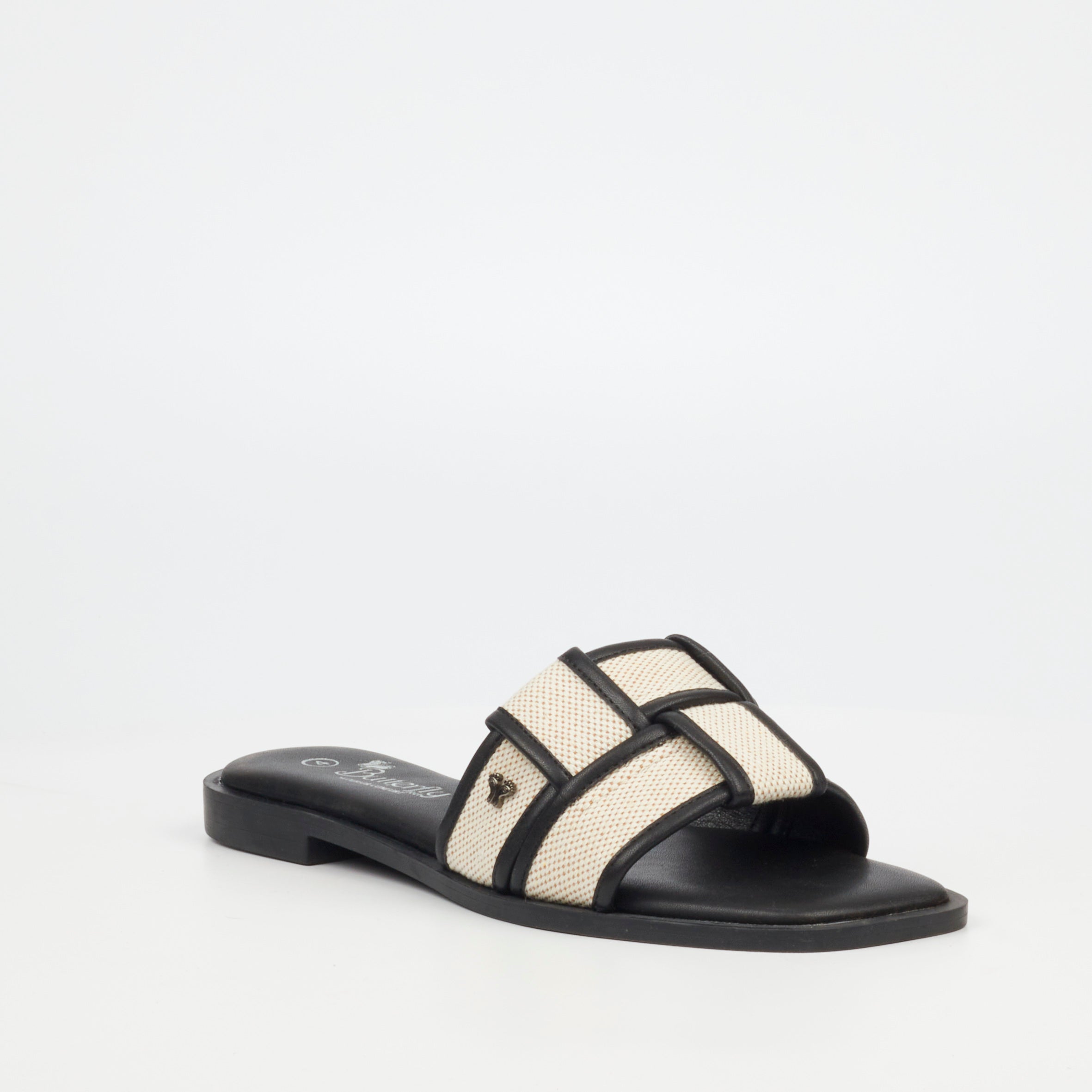 Butterfly Feet Dorey 1 Canvas / Faux Leather Flat Sandals – Black (8024865931353)