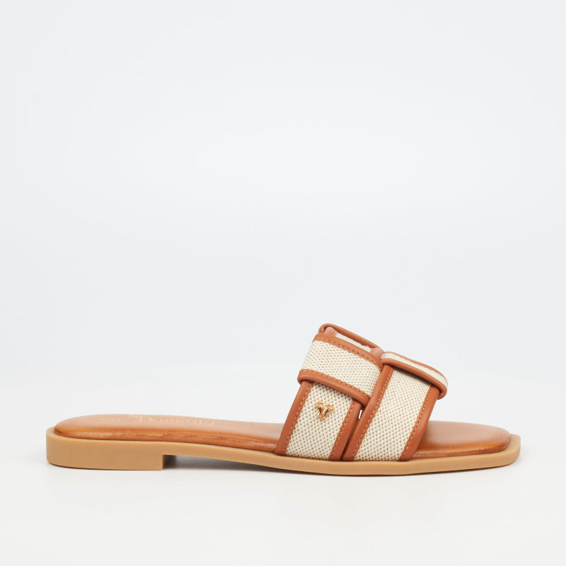 Butterfly Feet Dorey 1 Canvas / Faux Leather Flat Sandals – Tan (8024865636441)