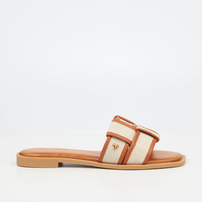 Butterfly Feet Dorey 1 Canvas / Faux Leather Flat Sandals – Tan (8024865636441)