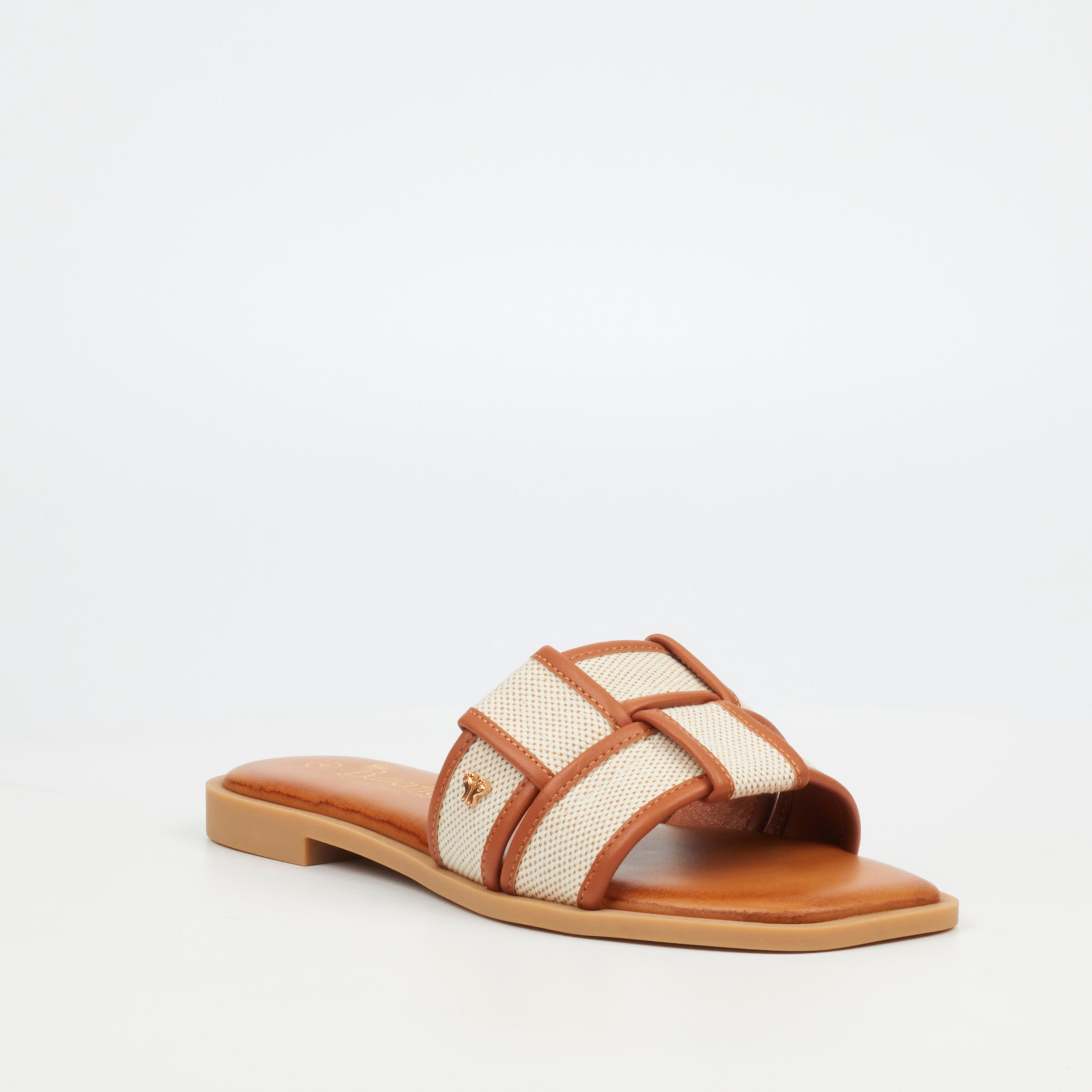 Butterfly Feet Dorey 1 Canvas / Faux Leather Flat Sandals – Tan (8024865636441)