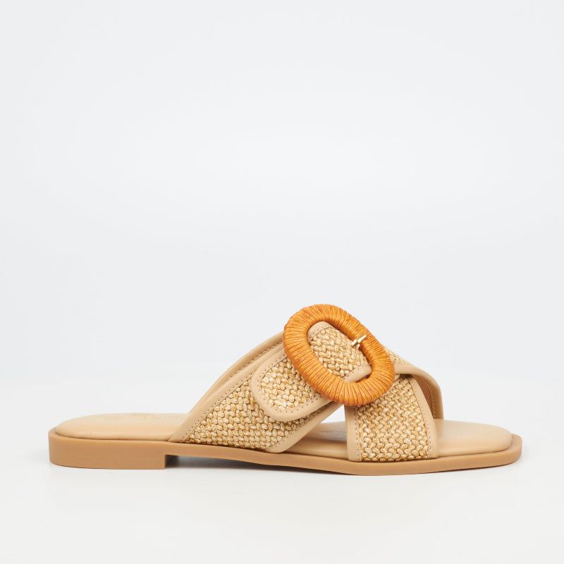 Butterfly Feet Dorey 3 Raffia Flat Sandals – Beige (8024879661145)