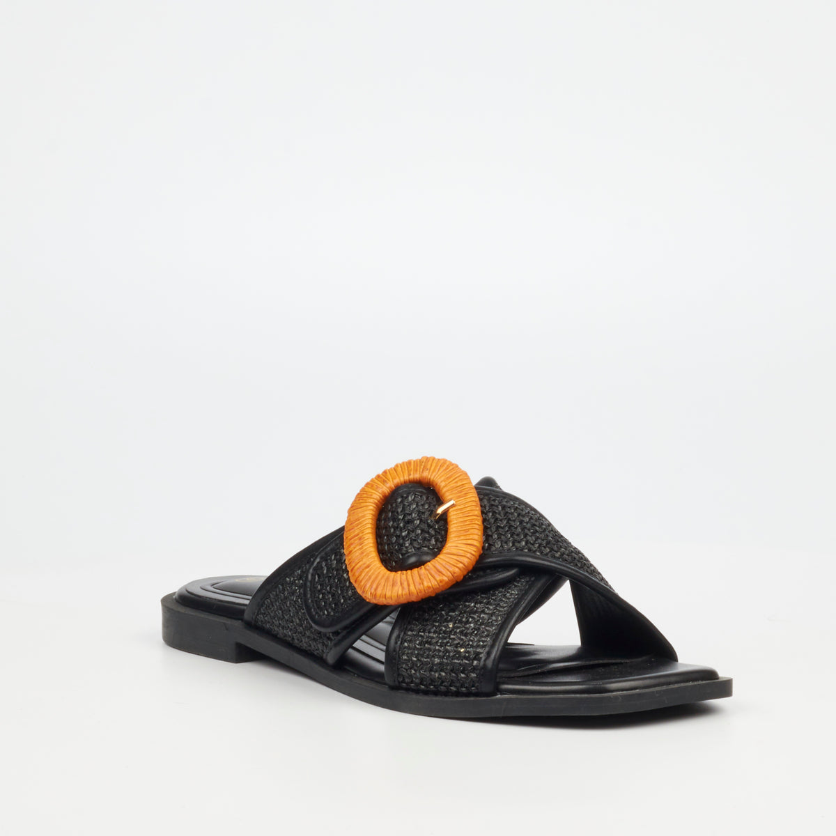 Butterfly Feet Dorey 3 Raffia Flat Sandals – Black (8024879988825)