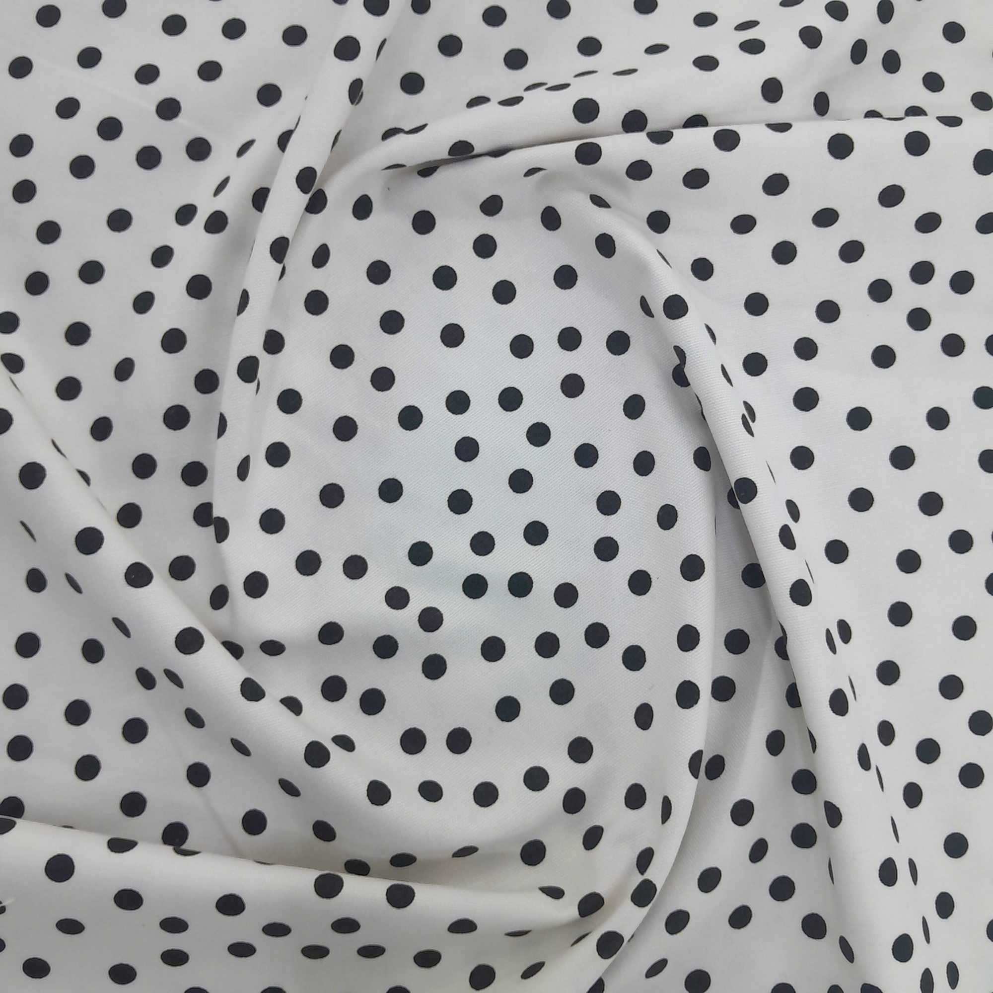 Printed Cotton Fabric Polka Dot White/Black 140 cm