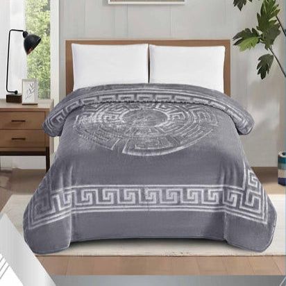 Simon Baker Athena Mink Blankets 1 PLY Silky Soft Embossed Queen Dove.