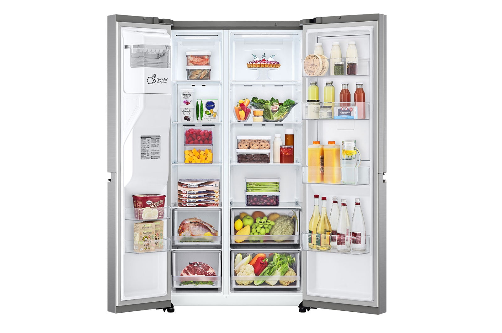 LG 674L Platinum Silver Side By Side Fridge GC-J257SLSS