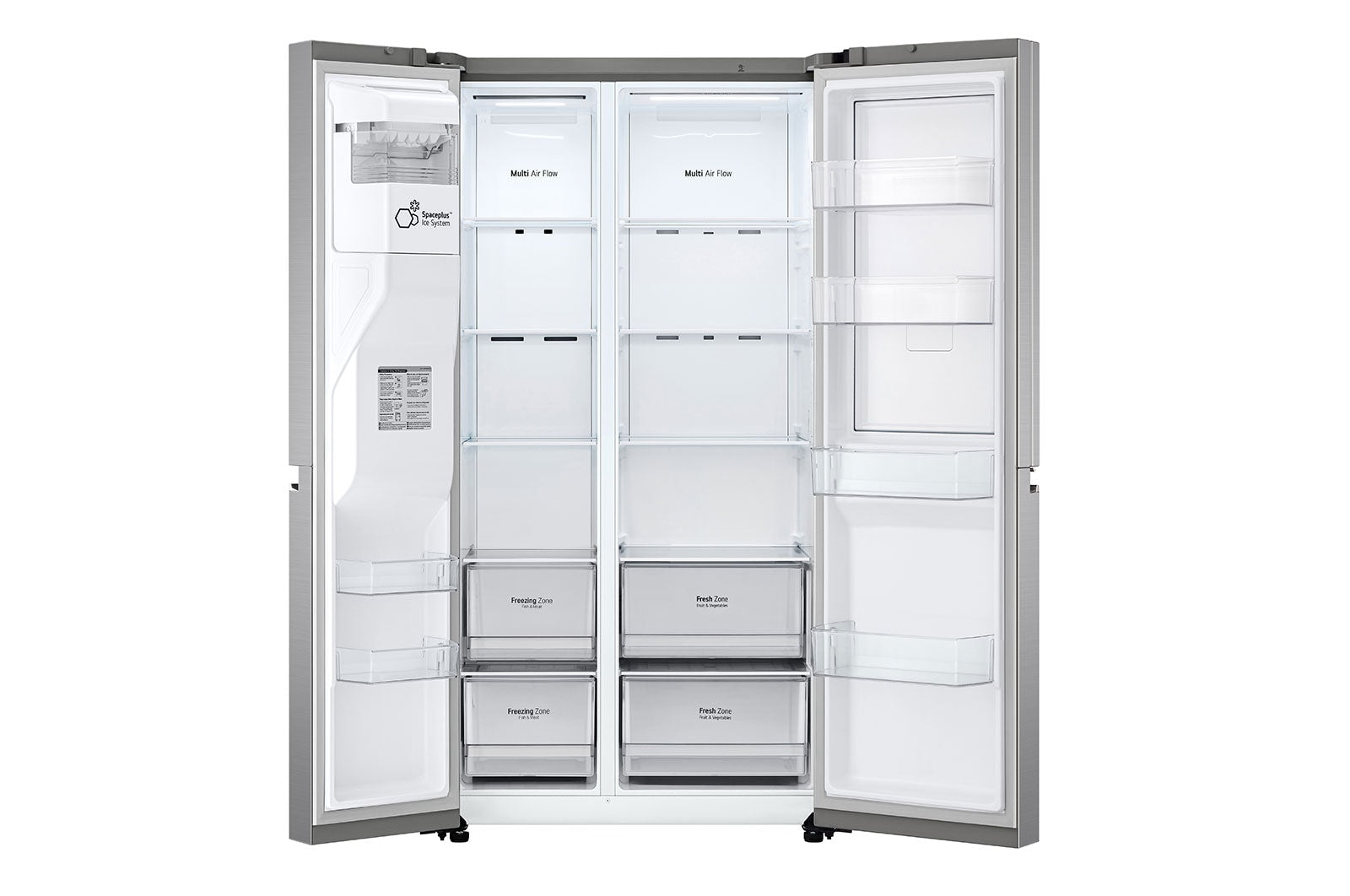 LG 674L Platinum Silver Side By Side Fridge GC-J257SLSS