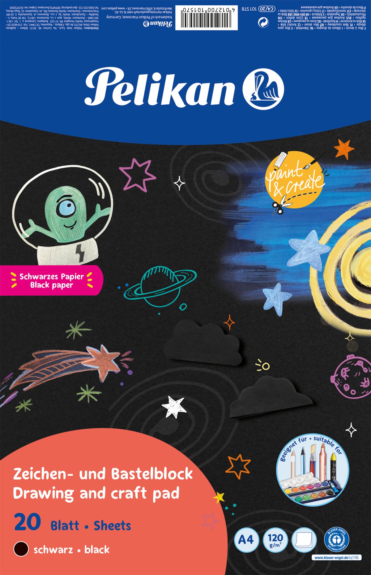 Pelikan A4 120 Gsm Drawing Paper (Black) 101578