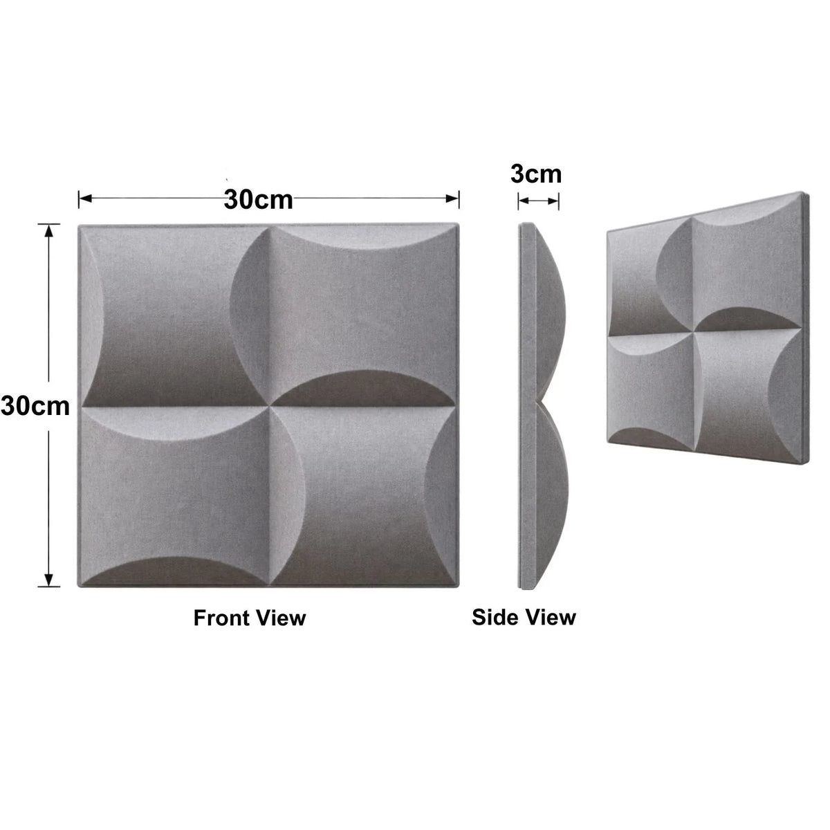 Echo-Less 3D Polyester Fibre Acoustic Panel Pack Of 4.