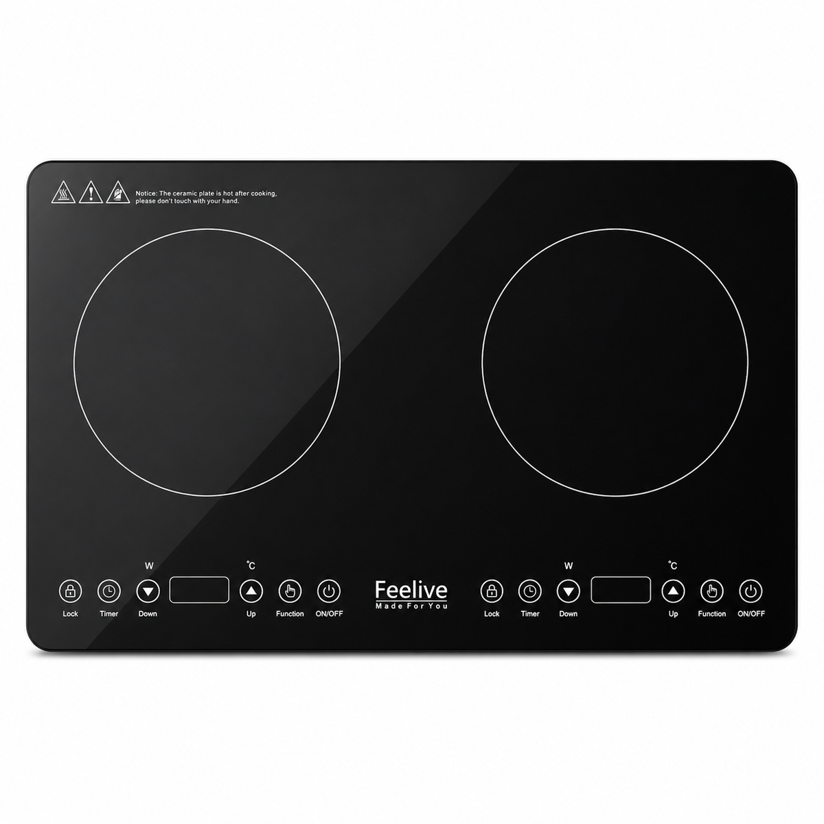 Feelive 3500W Double Induction Cooktop Touch Control Black SK-20CB16T