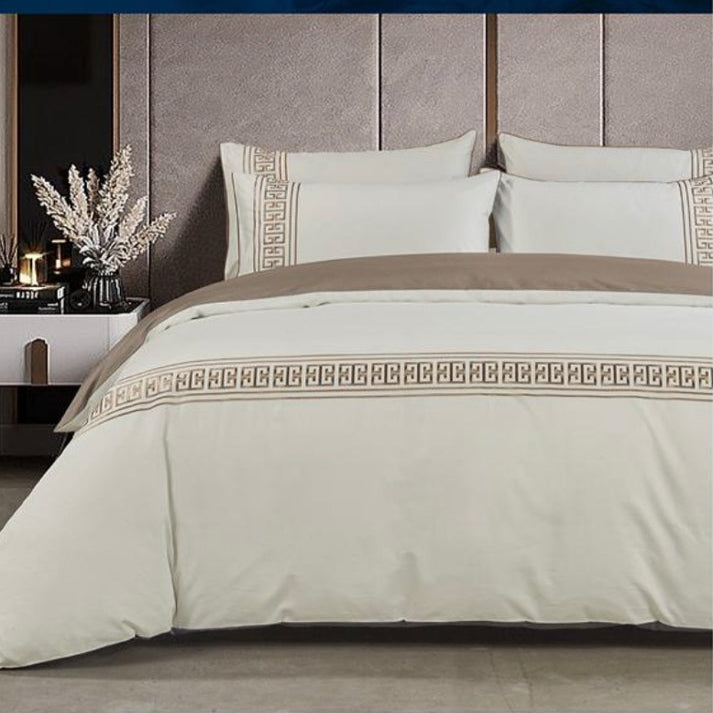 Egyptian Cotton Givenchy 400 Thread Count Cream / Stone Duvet Cover Set