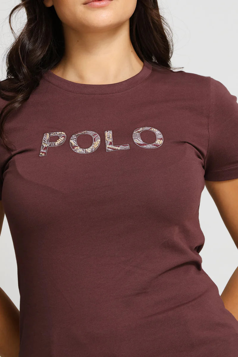 Polo Women Anlia Embellished Short Sleeve T-Shirt Huckleberry-0072617