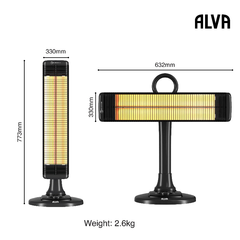 Electric Infrared Short Patio Heater Adjustable Directional Head EPH660.