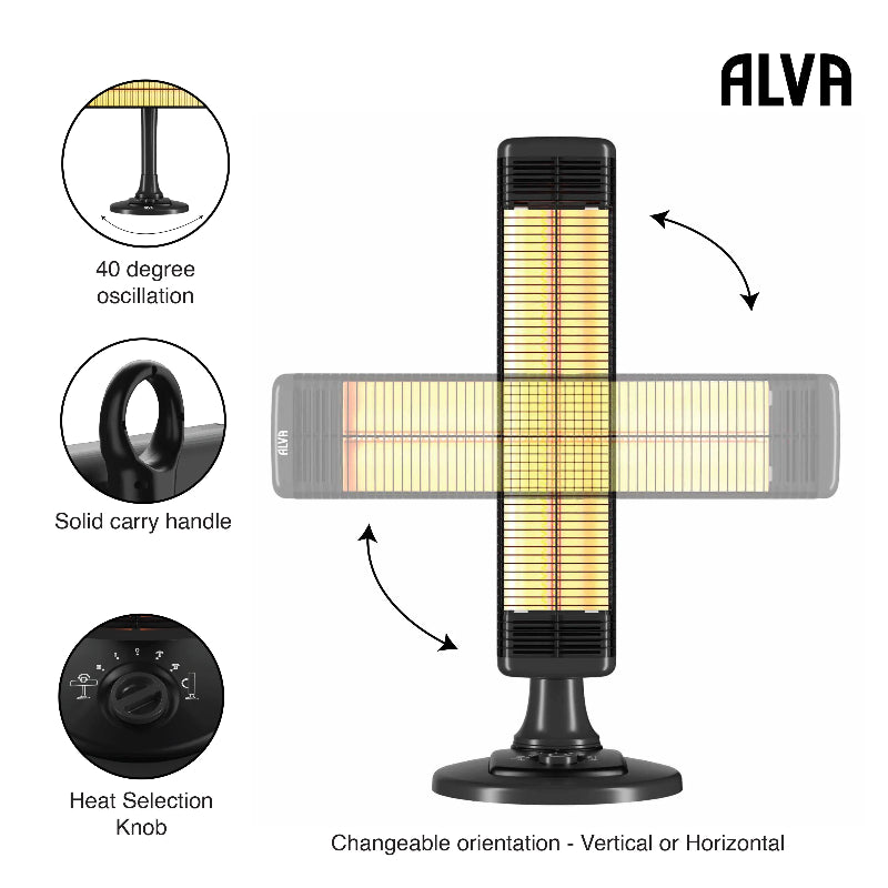 Electric Infrared Short Patio Heater Adjustable Directional Head EPH660.