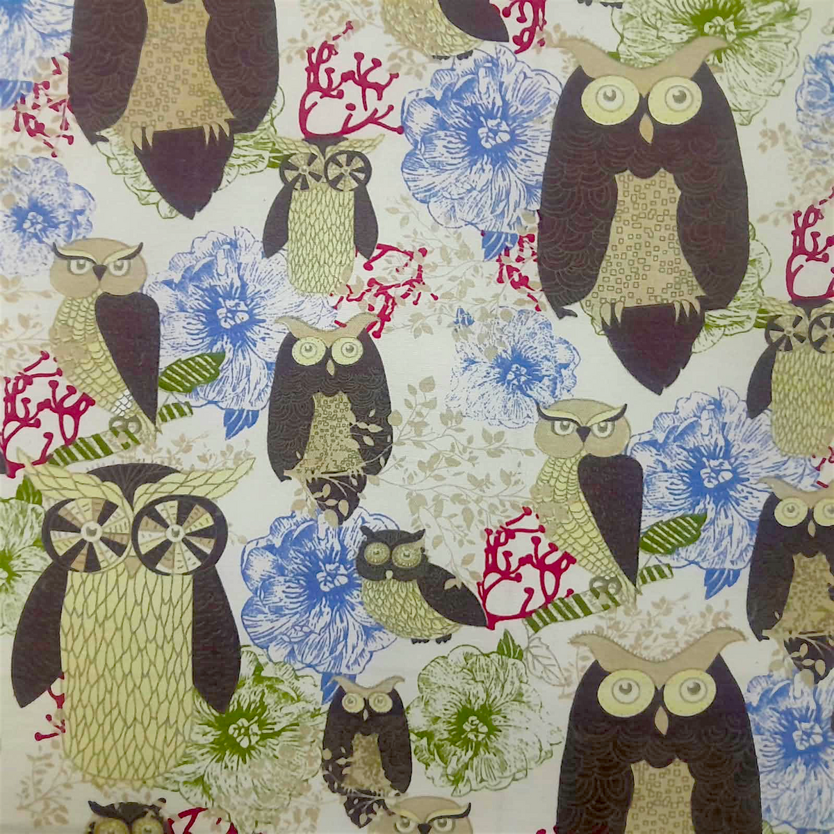 Fabric Printed Classic Canvas Owls 150 cm.