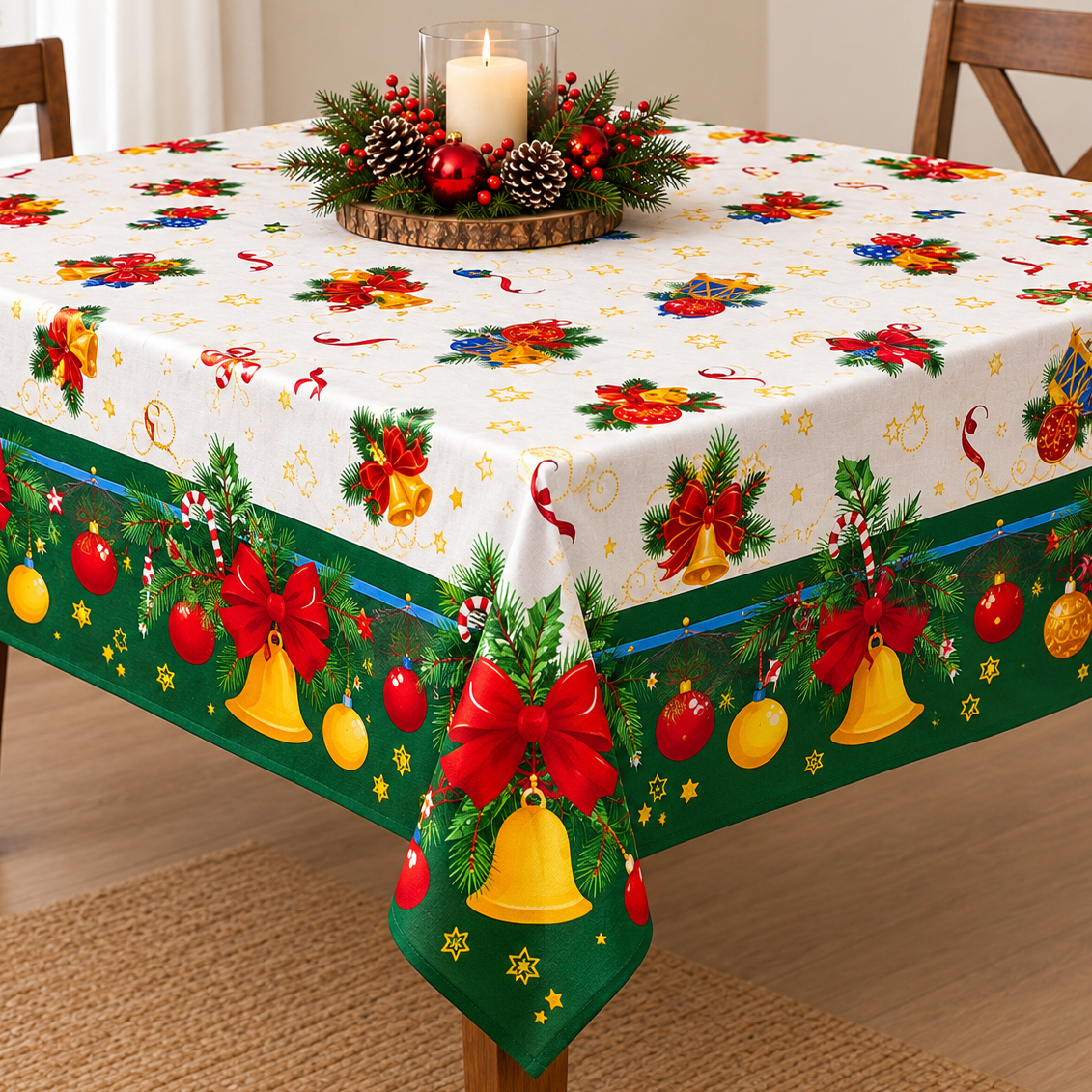 Fabric Printed Mini Matt Christmas Belts and Bows 140 cm.
