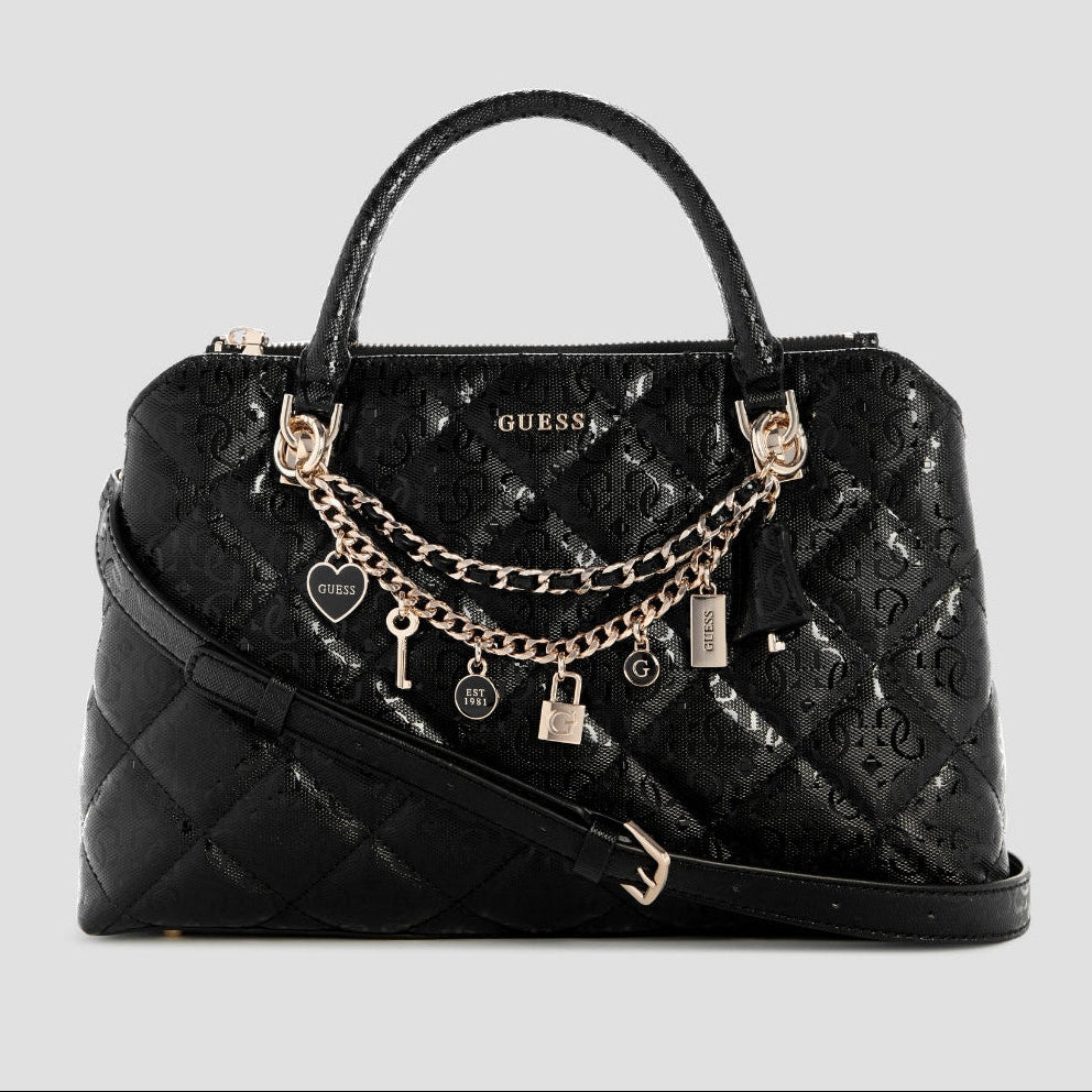 Guess Libby Double Compartment Satchel Bag Black GG991206.