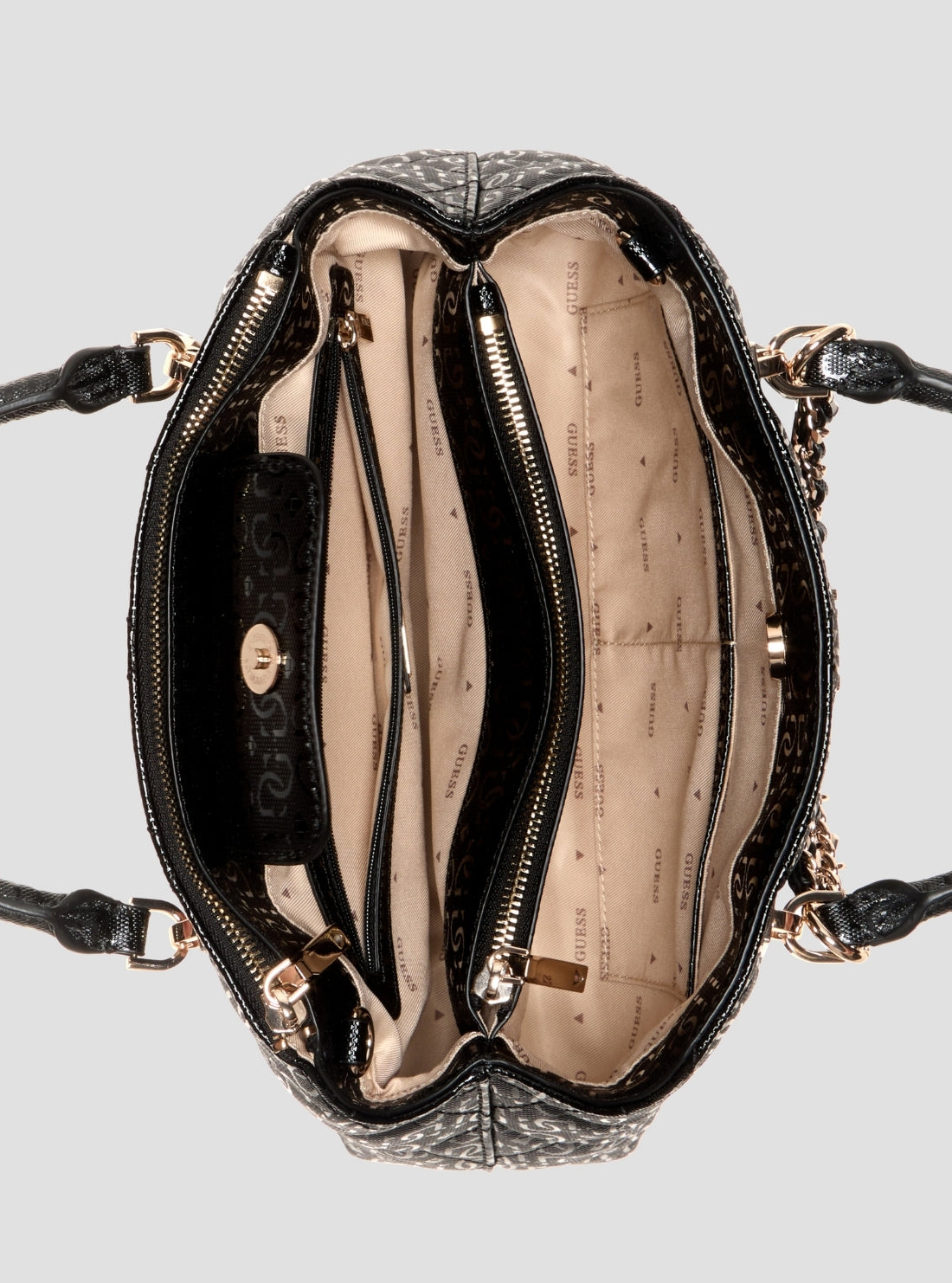 Guess Libby Double Compartment Satchel Bag Black GG991206.