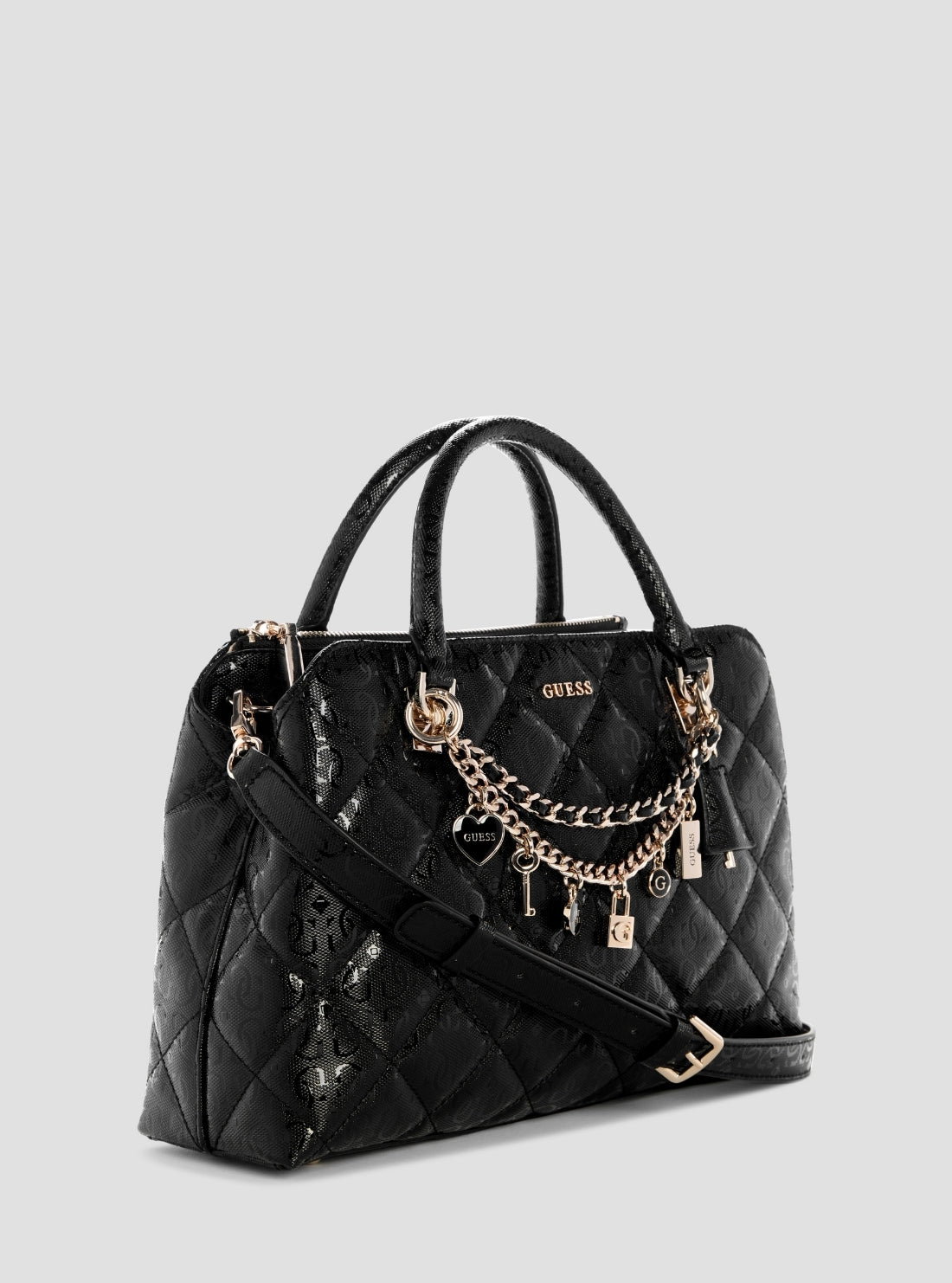 Guess Libby Double Compartment Satchel Bag Black GG991206.
