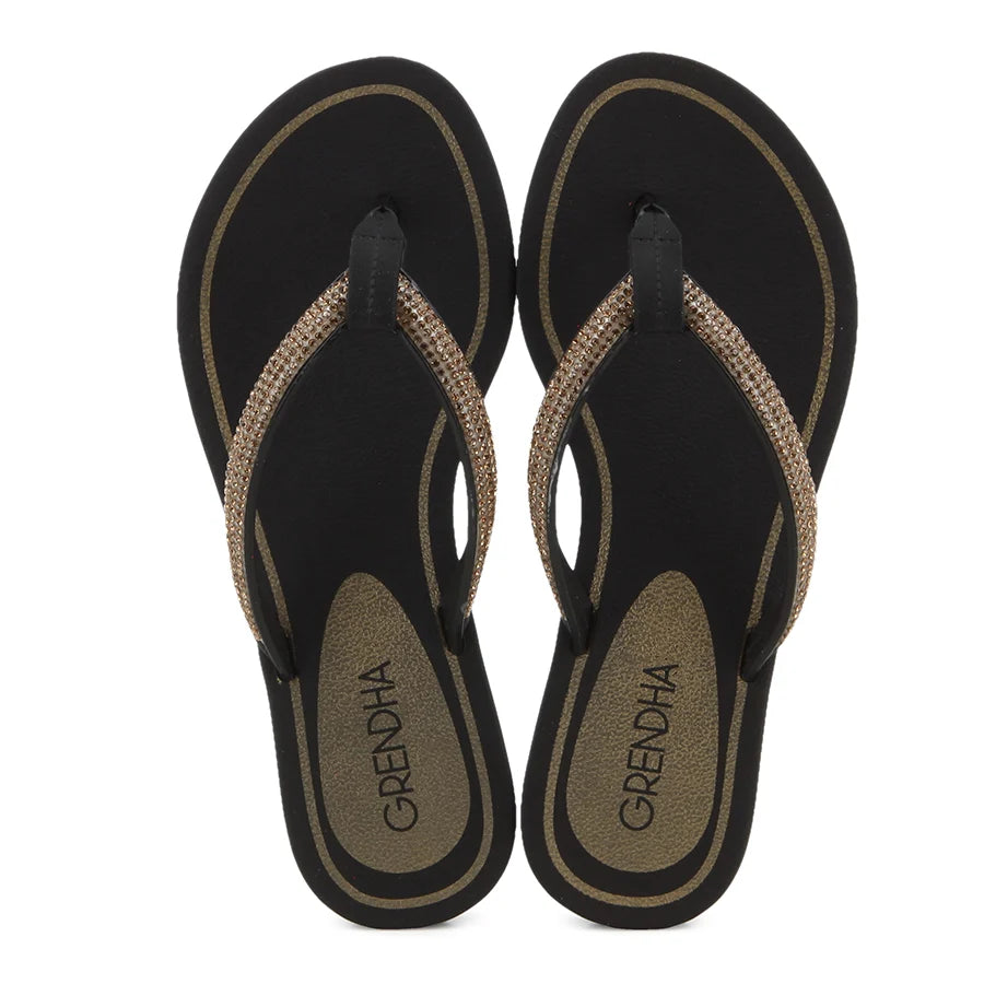 Grendha Ladies Brilho Thongs-Black/Brown GGL19290BKBR