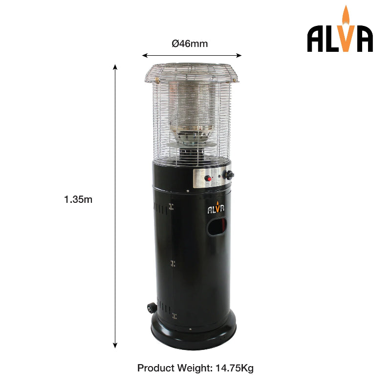 Alva GHP32 Short Stand Gas Patio Heater Black.