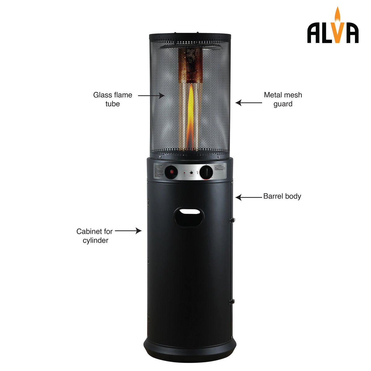 Alva Circular Midi Stand Gas Patio Heater | Fire Stick Design -GHP61