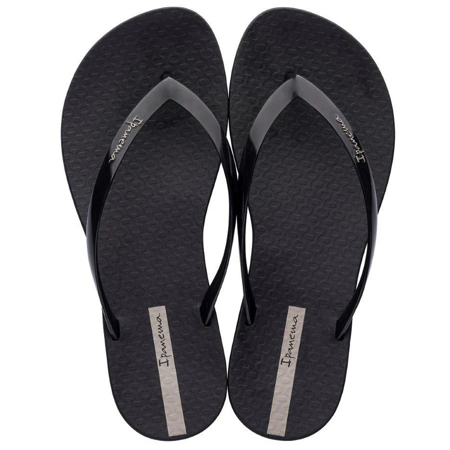 Ipanema Wave Fem Patent Thong Sandal-Black GIL25971BKPA